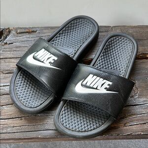 Nike Black and White Slide Sandals
